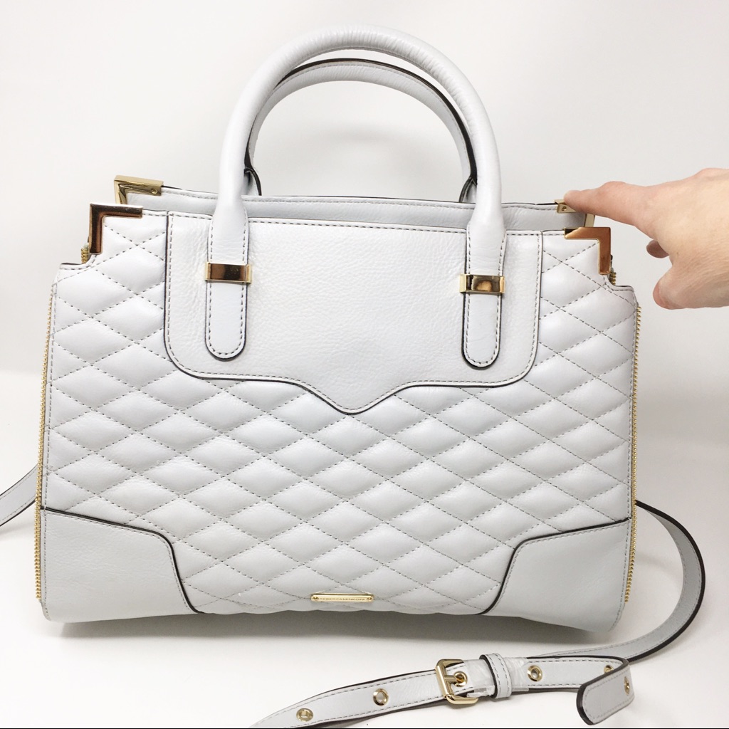 Rebecca Minkoff White Quilted Leather Satchel With Gold Hardware